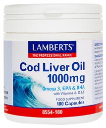 Cod Liver Oil Μουρουνέλαιο 1000mg 180 κάψουλες Lamberts